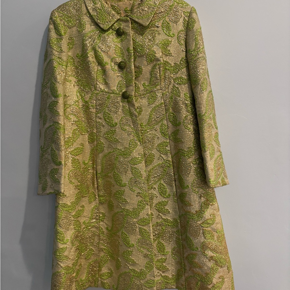 Incredible Vintage 50’s, 60’s Metallic Brocade Dress and Coat Set - Picture 2 of 16